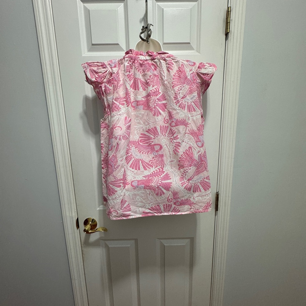 Sail To Sable Size Large Flutter Sleeve Top 100% … - image 2